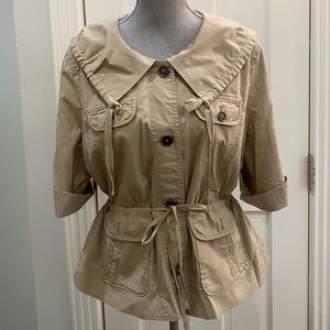 ANN TAYLOR LOFT KHAKI 3/4 SLEEVE JACKET